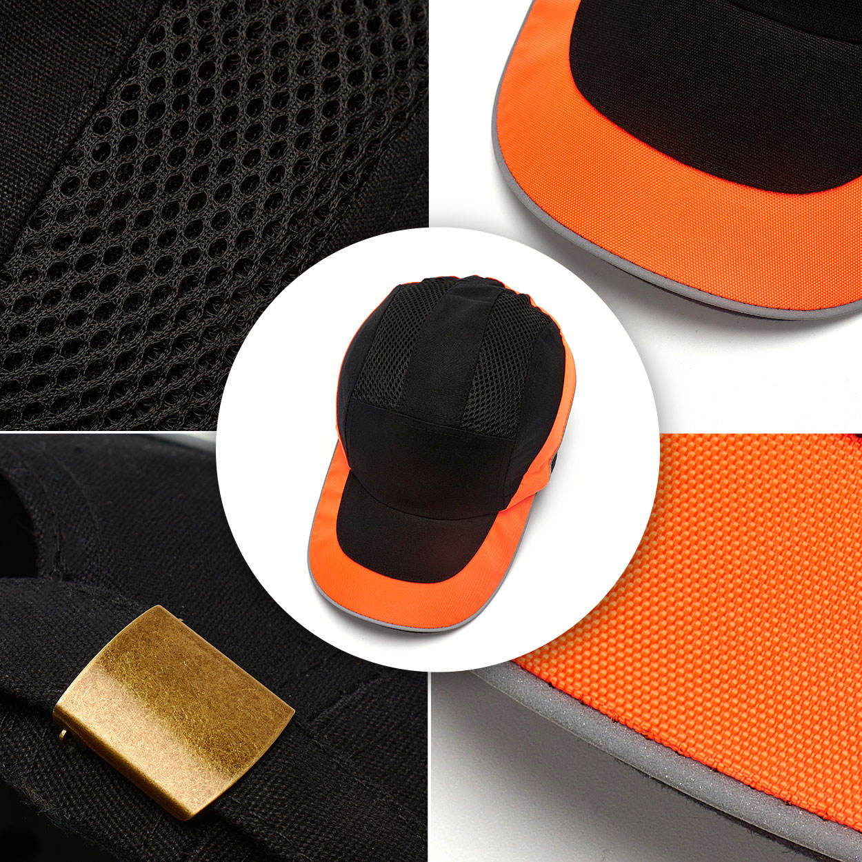 Casquette anti-heurt noir orange haute visibilite