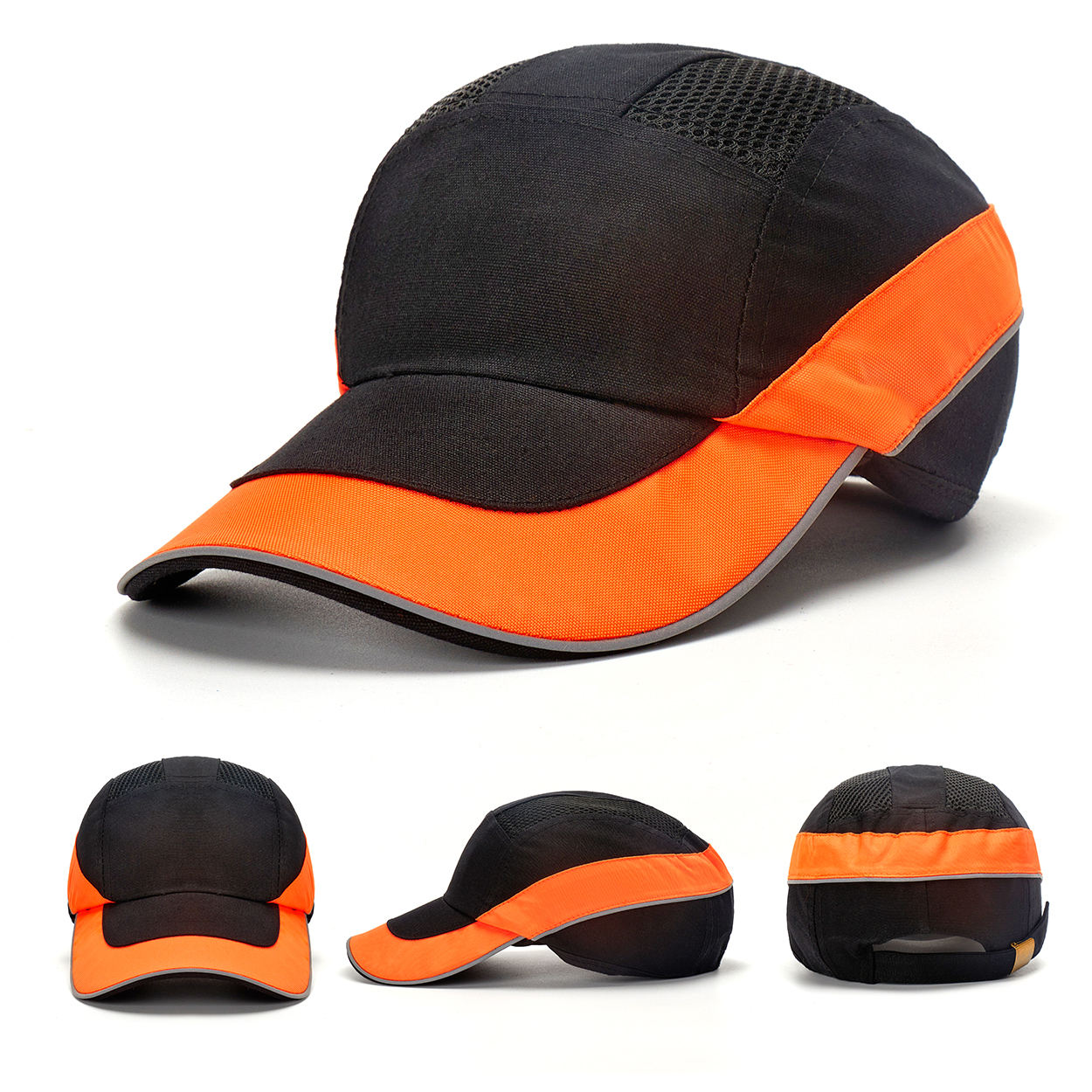 Casquette anti-heurt noir orange haute visibilite