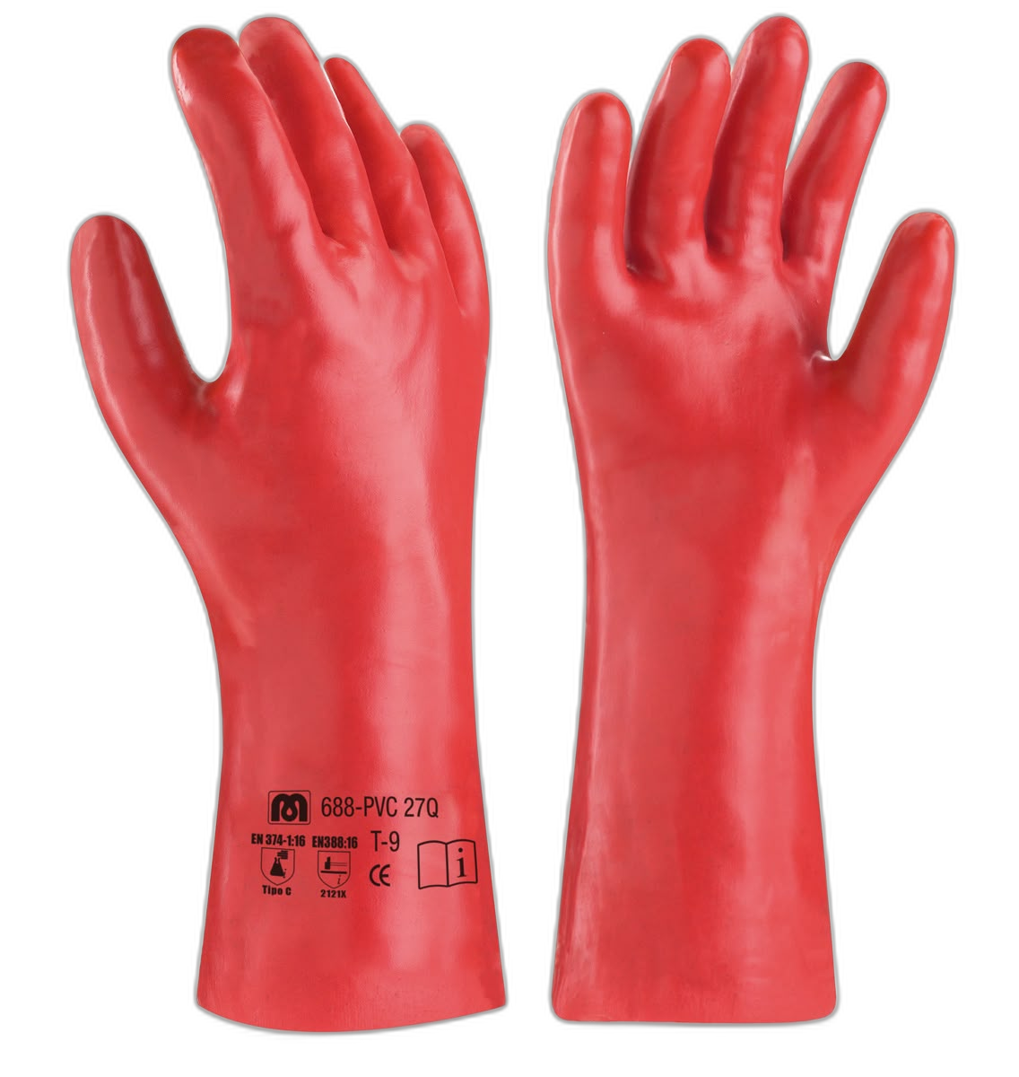 Gant PVC rouge long 688-PVC