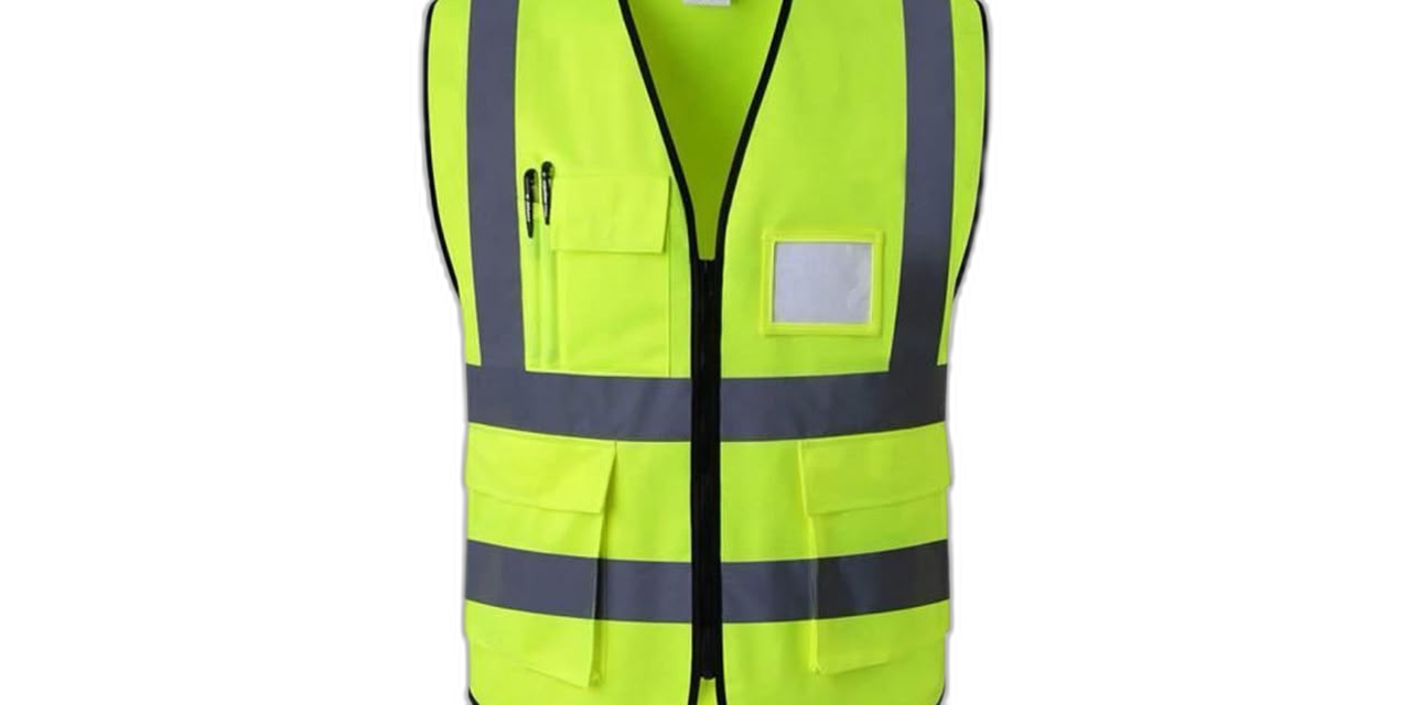 Gilet multipoches haute visibilite jaune fluo